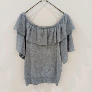 Freesia Frilled Top Wool Blend Grey Short Sleeves